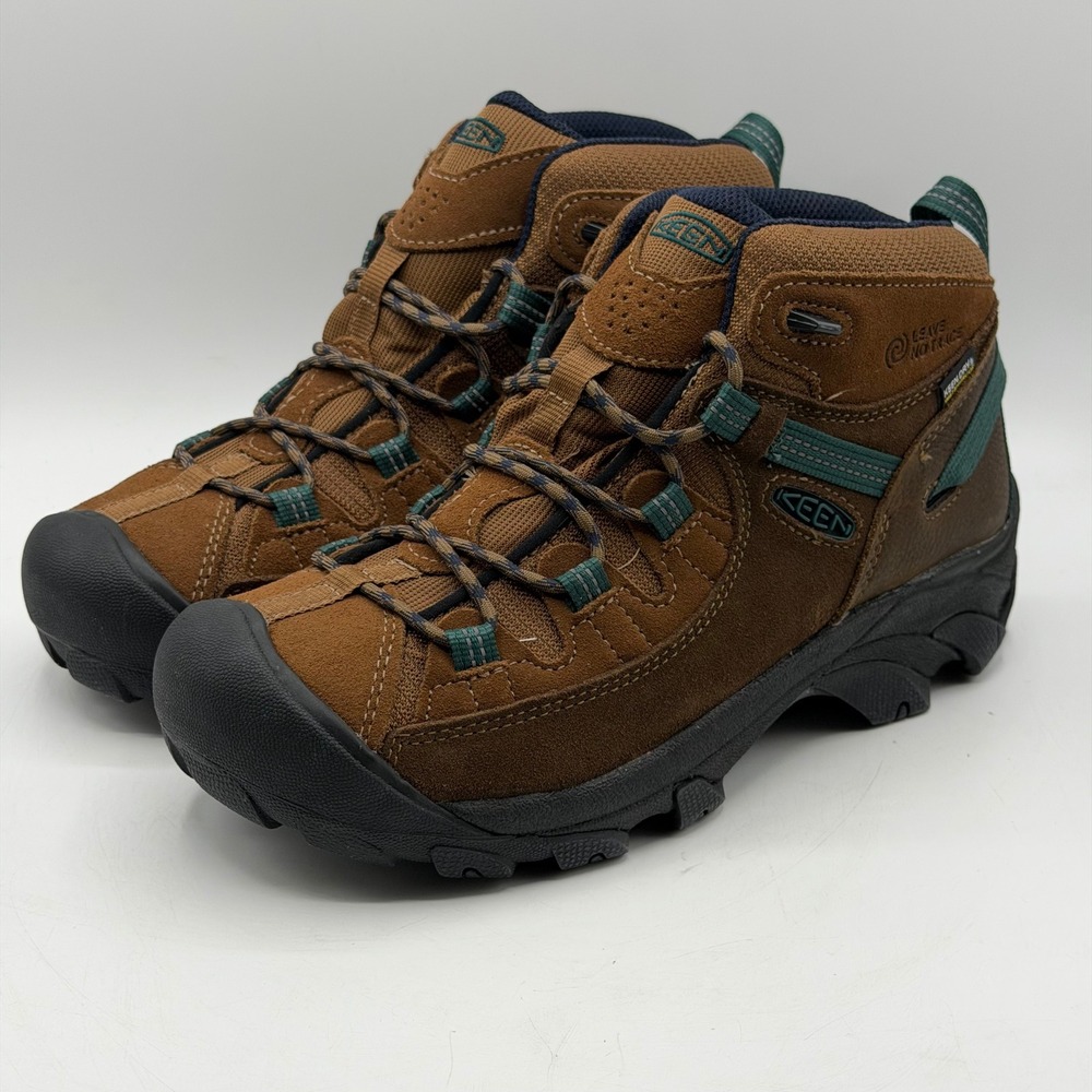KEEN Targhee II Mid Waterproof Hiking Boots Womens 9.5 Brown Teal Gorpcore READ